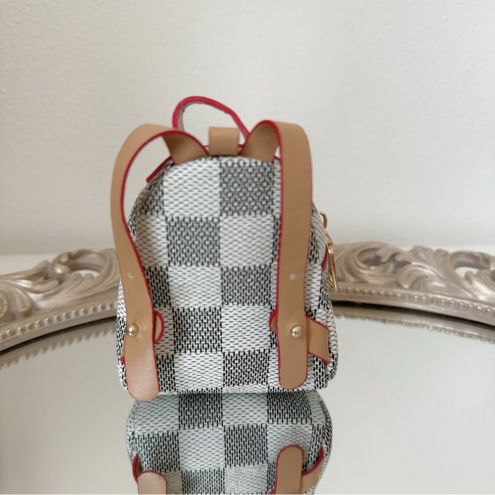 Checkered Backpack Charm Cute Keychain Purse - image 3